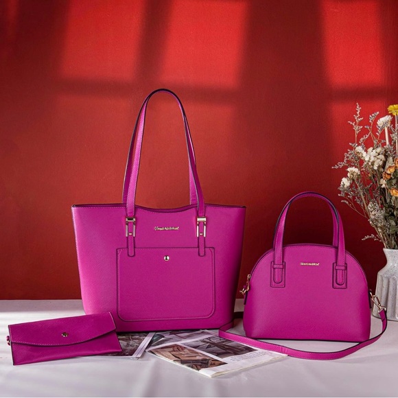 New! Montana West 3 pc Purse Tote Bag & Wallet Set Shoulder Satchel Handbags - Picture 2 of 6